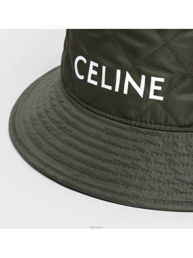 Logo Quilted Nylon Twill Bucket Hat Forest - CELINE - BALAAN 4