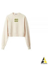 Embroidered Logo Cropped Sweatshirt Natural - MIU MIU - BALAAN 2