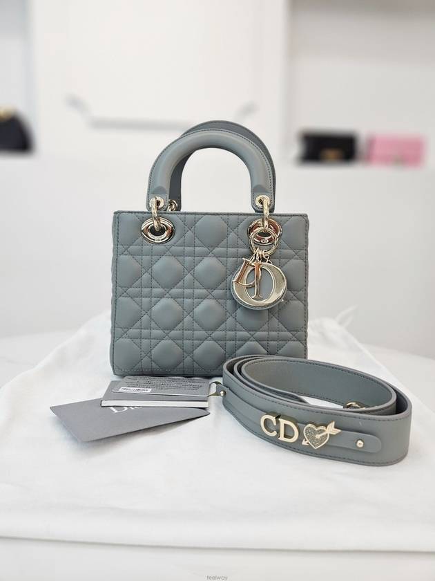 Cannage Lady Bag Small Stone Gray Lambskin M0538ONGE M51G - DIOR - BALAAN 1