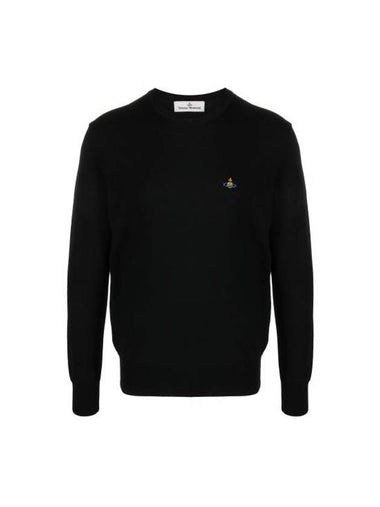 Logo Embroided Merino Wool Knit Top Black - VIVIENNE WESTWOOD - BALAAN 1