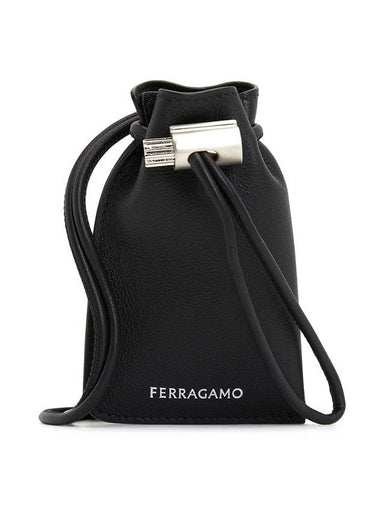 Men's Mini Drawstring Bucket Bag Black - SALVATORE FERRAGAMO - BALAAN 1