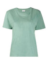 Monogram Embroidered Short Sleeve T-Shirt Green - SAINT LAURENT - BALAAN 3