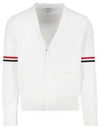 Milano Stitch Sprite Armband Cotton V-neck Cardigan White - THOM BROWNE - BALAAN 2