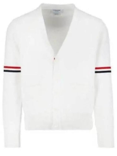 Milano Stitch Sprite Armband Cotton V-neck Cardigan White - THOM BROWNE - BALAAN 2