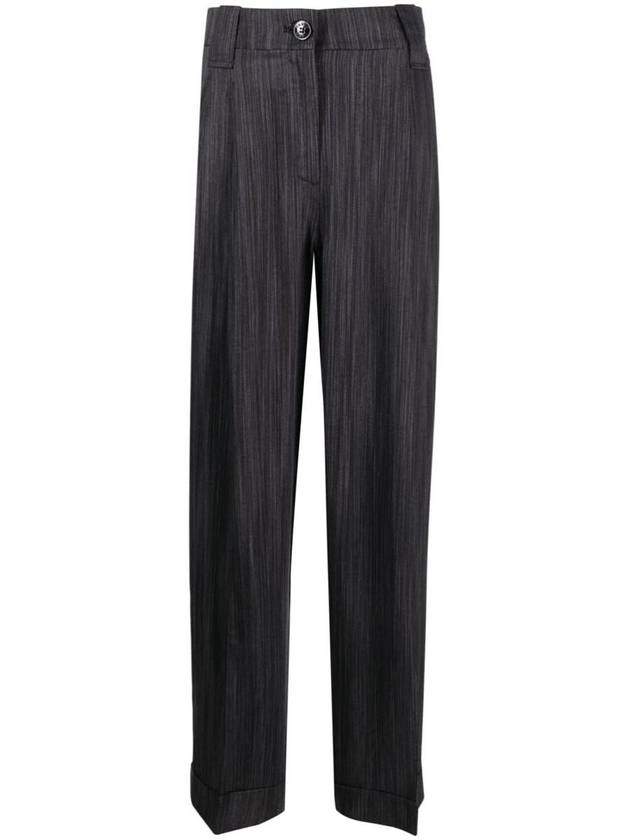 drape striped straight pants black - GANNI - BALAAN 2