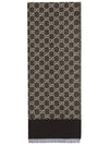 GG cotton jacquard scarf black - GUCCI - BALAAN.