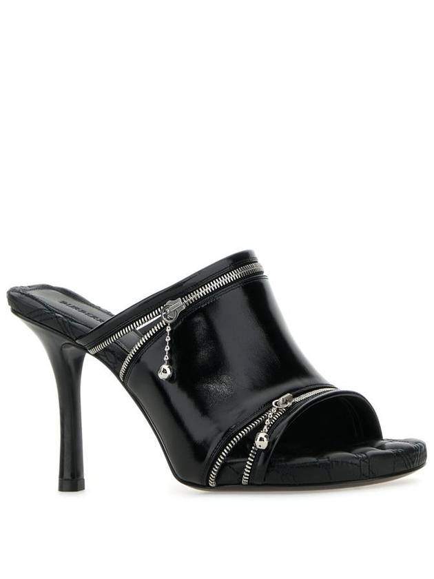 Peep Stiletto Heel Leather Mule Black - BURBERRY - BALAAN 3