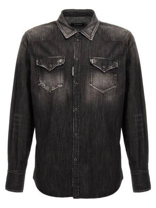 Denim Long Sleeve Shirt Black - DSQUARED2 - BALAAN 2