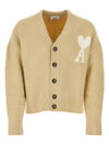 Heart Logo Oversized Cardigan Beige - AMI - BALAAN 1