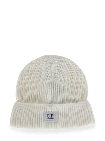 Logo Cotton Beanie White - CP COMPANY - BALAAN 1