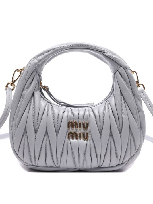 Wander Matelasse Nappa Leather Hobo Mini Bag Cornflower Blue - MIU MIU - BALAAN 2