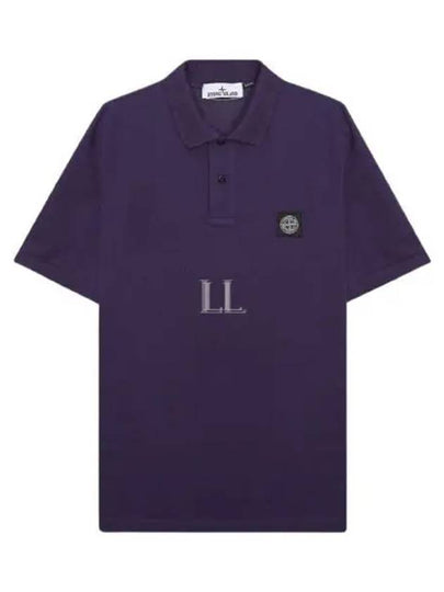 Men's Logo Patch Cotton Polo Shirt Purple - STONE ISLAND - BALAAN 2