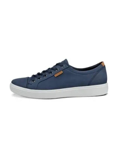 Men's Soft 7 M Leather Low Top Sneakers Blue - ECCO - BALAAN 2