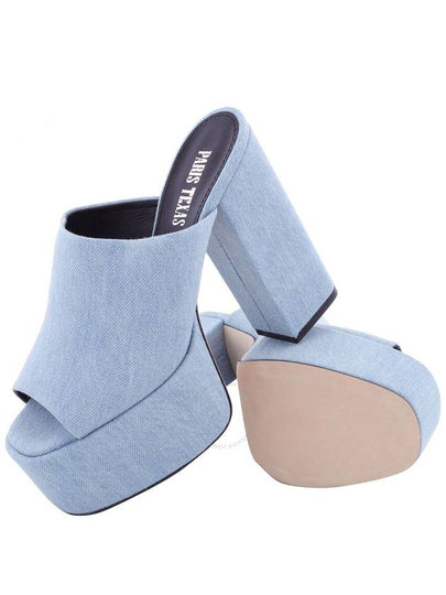 Paris Texas Ladies Medium Wash Sasha Denim Platform Mules, Brand Size 37 ( US Size 7 ) - PARIS TEXAS - BALAAN 2