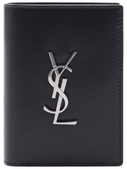 Men's Silver Monogram Fold Half Wallet Black - SAINT LAURENT - BALAAN 2