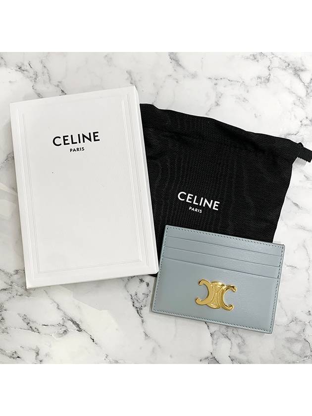 Triomphe Shiny Calfskin Card Holder Ice Blue - CELINE - BALAAN 3