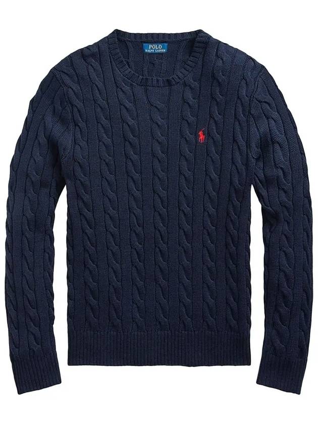 Embroidery Logo Cable Knit Top Navy - POLO RALPH LAUREN - BALAAN 2