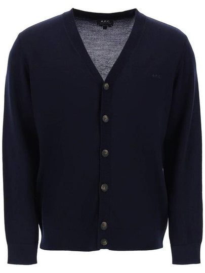 Joe Logo Embroidered Wool Cardigan Navy - A.P.C. - BALAAN 2