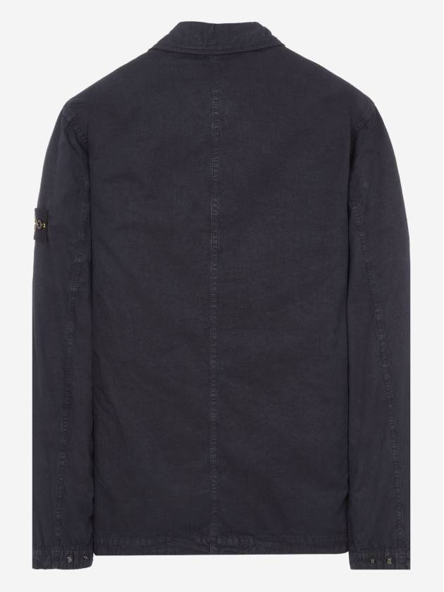 Brushed Organic Cotton Overshirt Jacket Navy - STONE ISLAND - BALAAN 3