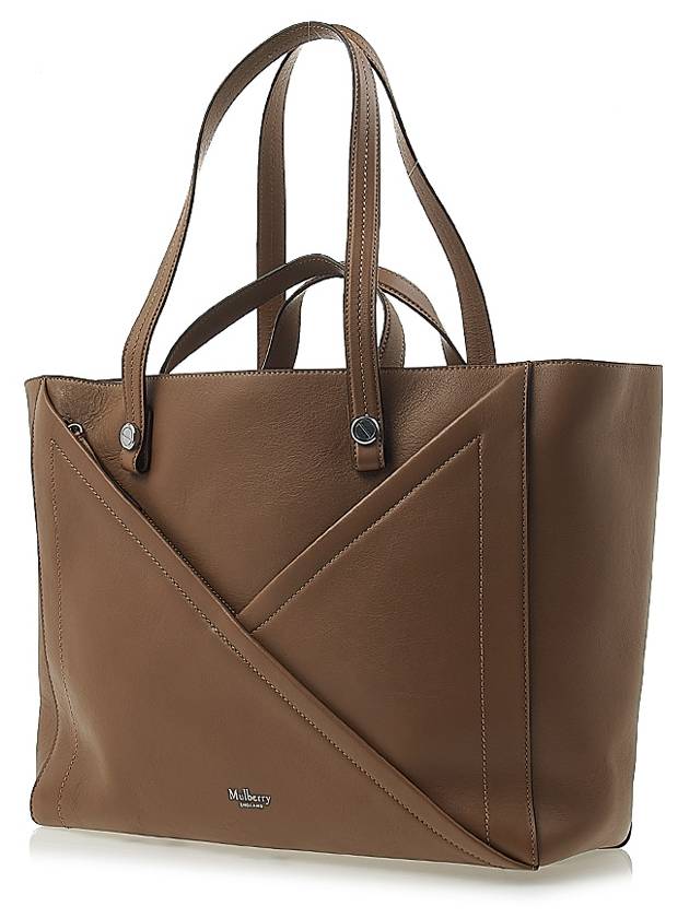 M Zipper Smooth Calf Leather Tote Bag Teak Matte - MULBERRY - BALAAN 3