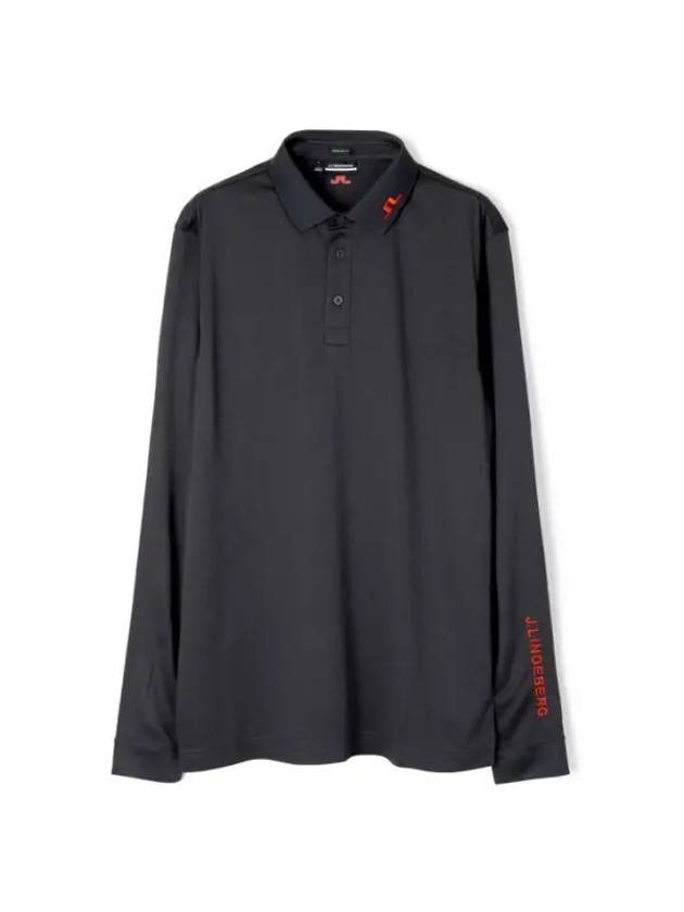 Men's Tour Tech Long Sleeve Polo Shirt Black Melange - J.LINDEBERG - BALAAN 1