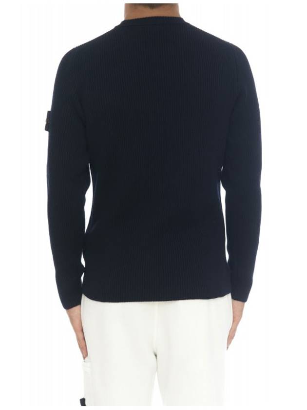 Full Rib Pure Wool Crewneck Knit Top Navy - STONE ISLAND - BALAAN 6