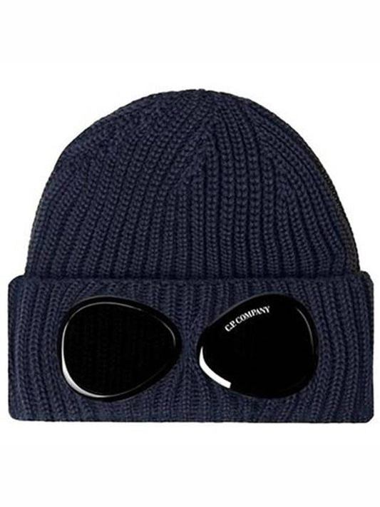 Extra Fine Merino Wool Goggle Beanie Navy - CP COMPANY - BALAAN.