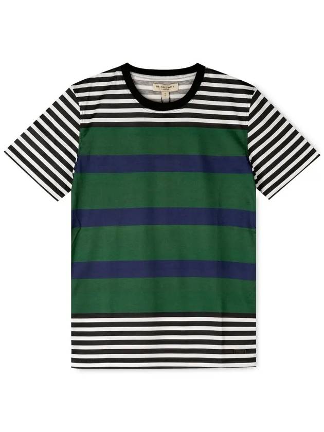 Striped Short Sleeve T-Shirt Green - BURBERRY - BALAAN 1