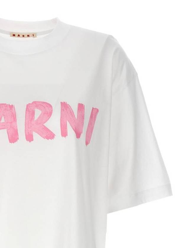 Logo Lettering Boxy Fit Short Sleeve T-Shirt White - MARNI - BALAAN 4