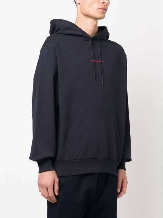 Logo Print Drawstring Hoodie Blue - MARNI - BALAAN 4