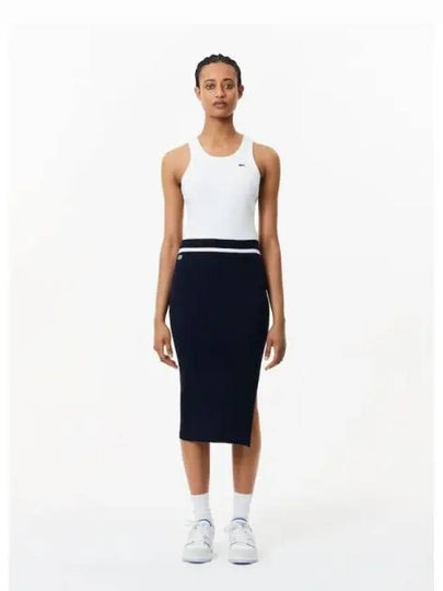 Logo Patch Ribbed Midi Skirt JF8109 - LACOSTE - BALAAN 2