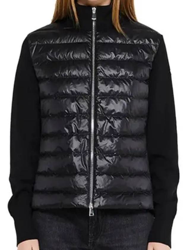 Logo patch knit down mix zip up black women s jacket 271275 - MONCLER - BALAAN 1