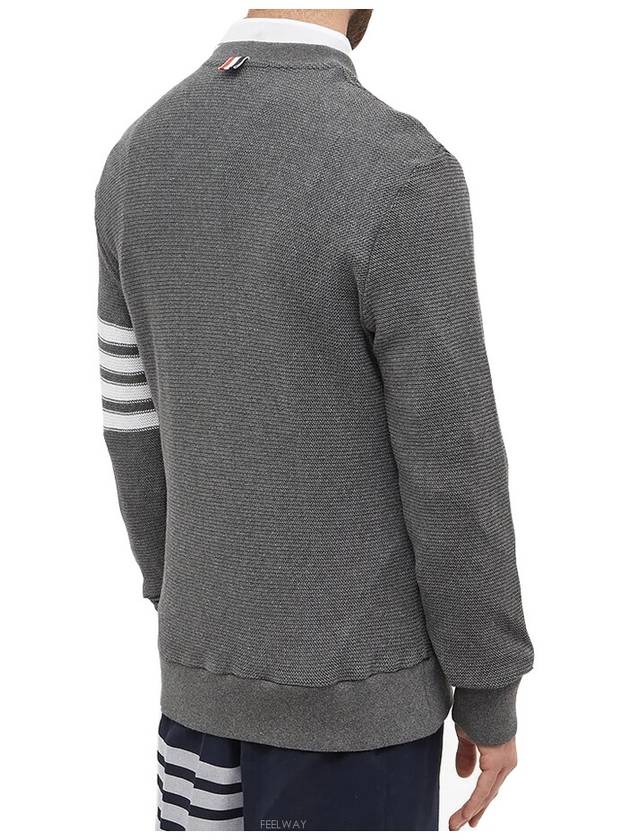 4 Bar Stripe Open Raschel Stitch Sweatshirt Grey - THOM BROWNE - BALAAN 4