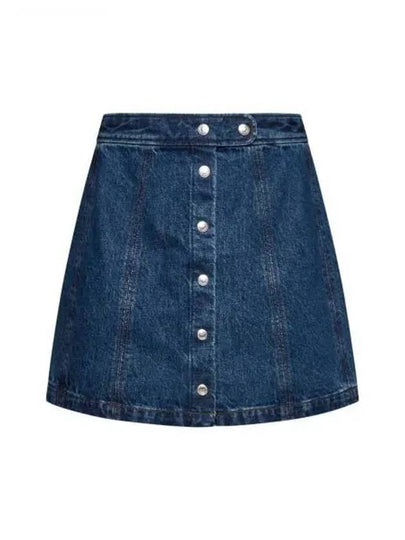 Women's Poppy Front Button Denim A-Line Skirt Blue - A.P.C. - BALAAN 2