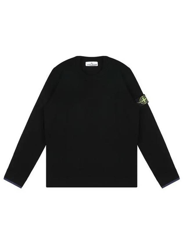 Logo Patch Crew Neck Knit Top Black - STONE ISLAND - BALAAN 2