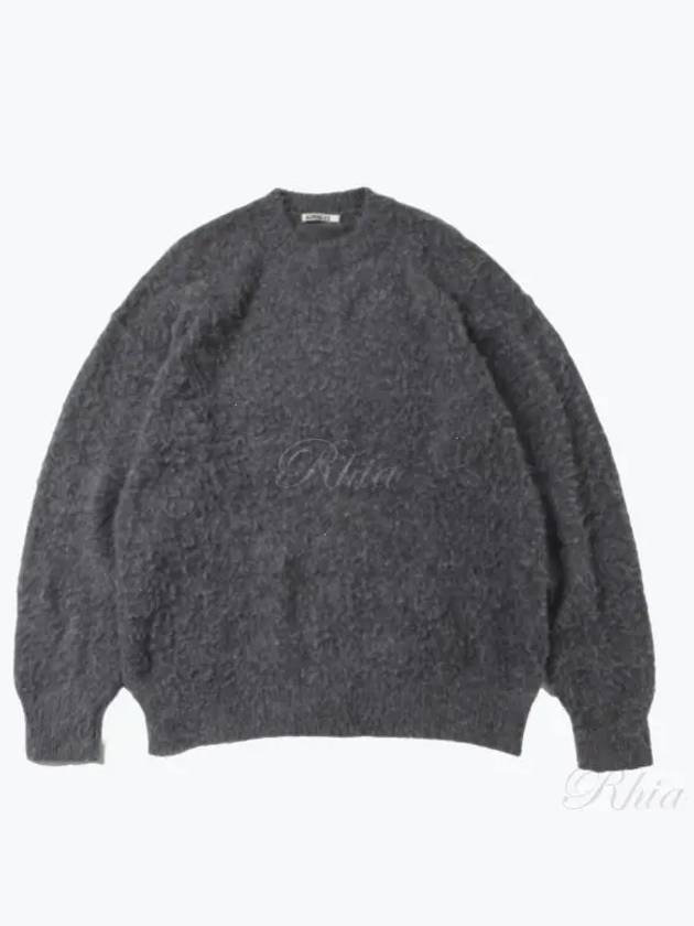 Brushed Wool Cashmere Silk Knit P O Gray A24AP02WK Pullover - AURALEE - BALAAN 1