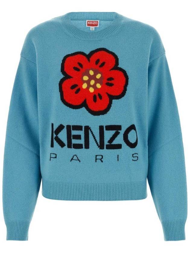 Boke Flower Logo Wool Knit Top Light Blue - KENZO - BALAAN 1