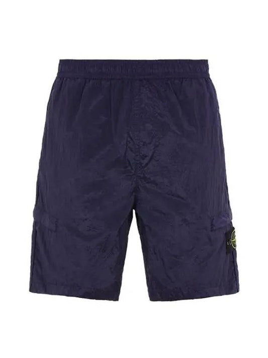 Men's Wappen Patch Nylon Shorts Purple Navy - STONE ISLAND - BALAAN 2