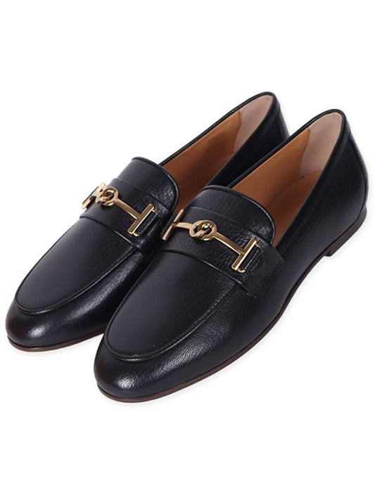 Women's Double T Logo Leather Loafers Black - TOD'S - BALAAN 2