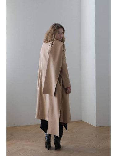 double button drape muffler long coat - CAHIERS - BALAAN 1