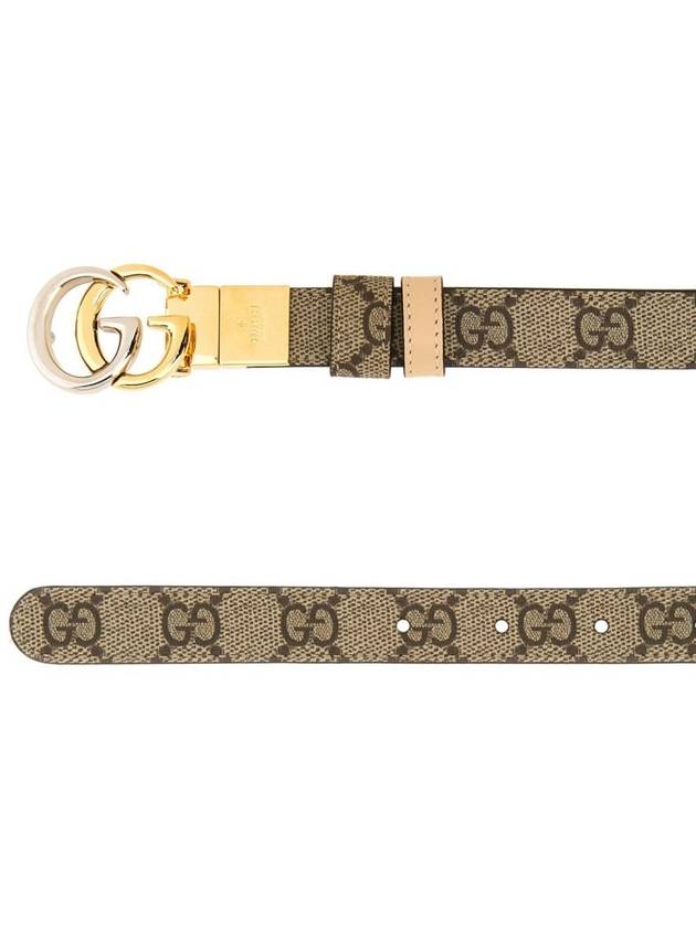 GG Marmont Reversible Thin Leather Belt Beige - GUCCI - BALAAN 3