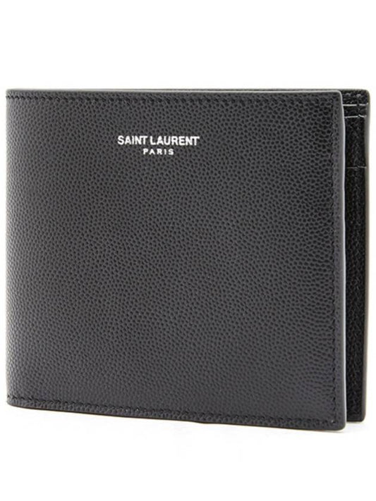 Logo East West Half Wallet Black - SAINT LAURENT - BALAAN 2