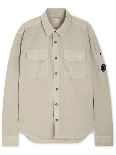 Men's Lens Wappen Long Sleeve Shirt Vintage Khaki - CP COMPANY - BALAAN 1