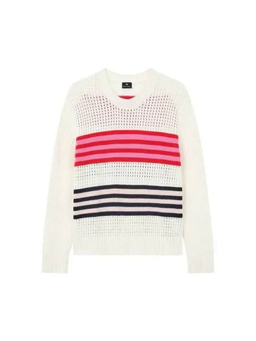 PS Women s Color Matching Striped Net Sweater Ivory 270953 - PAUL SMITH - BALAAN 1