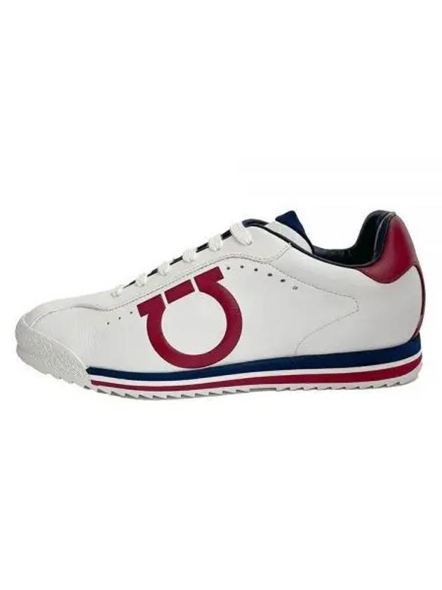 Gancini Low Top Sneakers White Red - SALVATORE FERRAGAMO - BALAAN 2