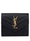 Matelasse Monogram Quilting Flap Half Wallet Black - SAINT LAURENT - BALAAN 3