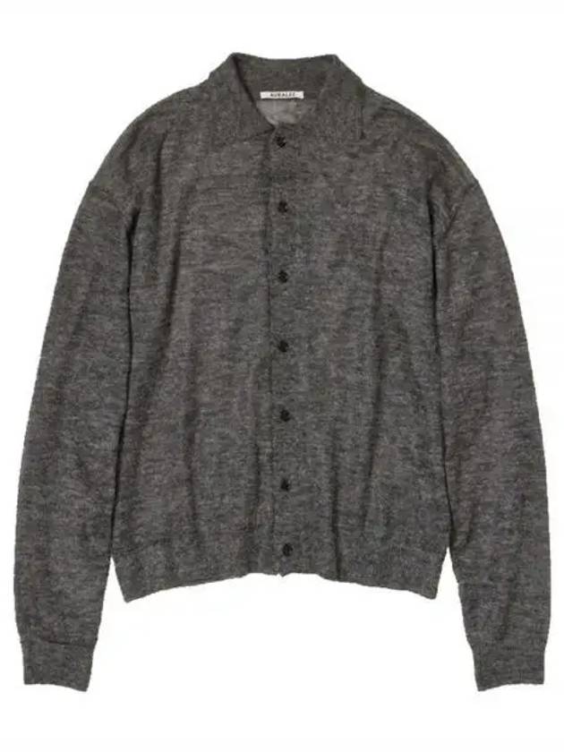 KID MOHAIR SHEER KNIT CARDIGAN A23AC01FG TOPCHARCOAL Kid mohair sheer knit cardigan - AURALEE - BALAAN 1