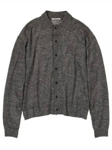 KID MOHAIR SHEER KNIT CARDIGAN A23AC01FG TOPCHARCOAL - AURALEE - BALAAN 1