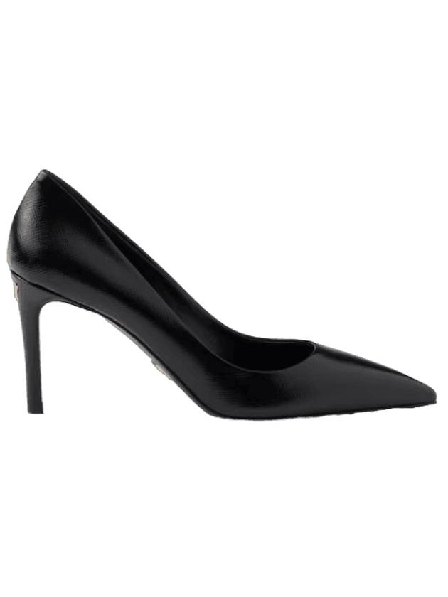 Saffiano Patent Leather Pumps Heel Black - PRADA - BALAAN 1