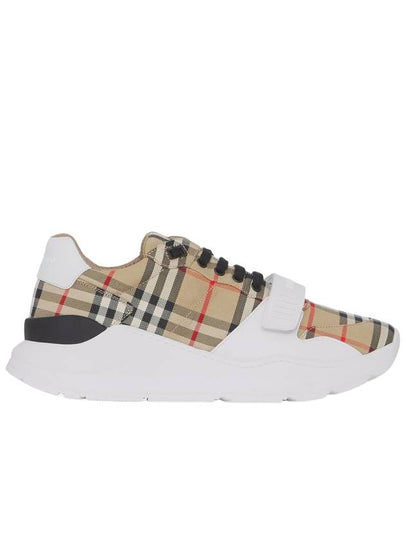 Vintage Check And Leather Sneakers White Archive Beige - BURBERRY - BALAAN 2